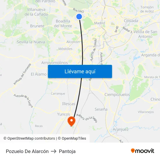 Pozuelo De Alarcón to Pantoja map