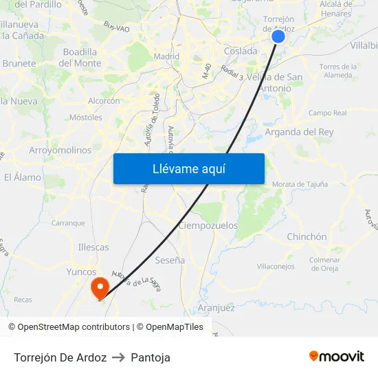 Torrejón De Ardoz to Pantoja map