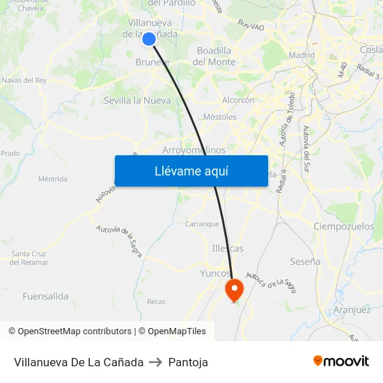 Villanueva De La Cañada to Pantoja map