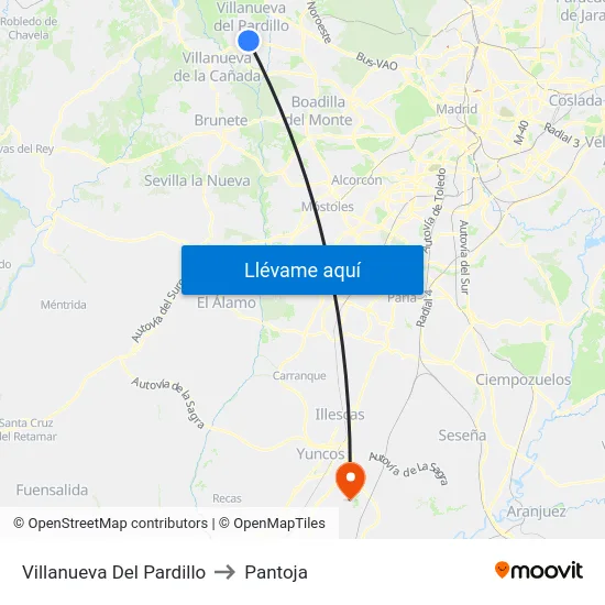 Villanueva Del Pardillo to Pantoja map