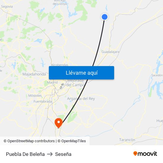 Puebla De Beleña to Seseña map