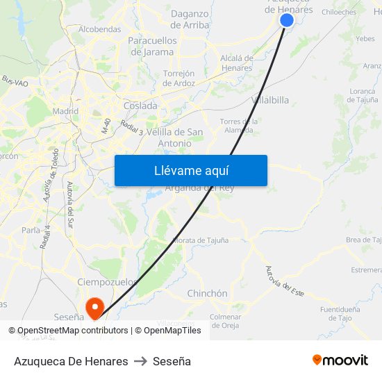 Azuqueca De Henares to Seseña map