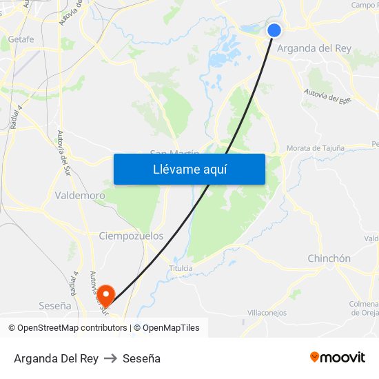 Arganda Del Rey to Seseña map
