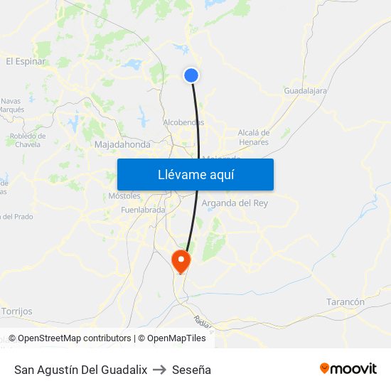 San Agustín Del Guadalix to Seseña map