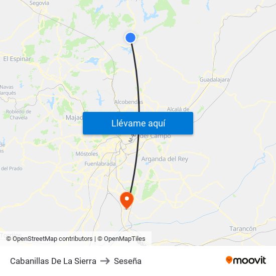 Cabanillas De La Sierra to Seseña map