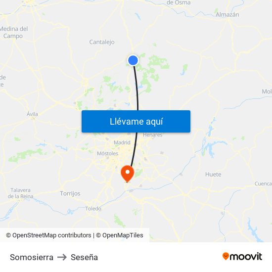 Somosierra to Seseña map