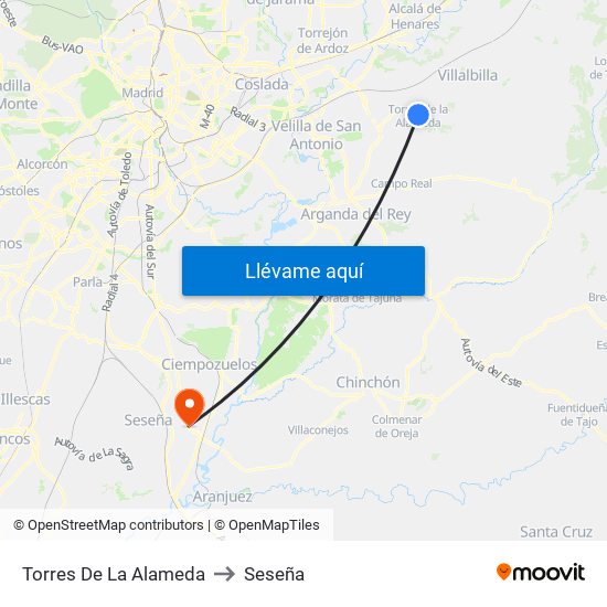 Torres De La Alameda to Seseña map