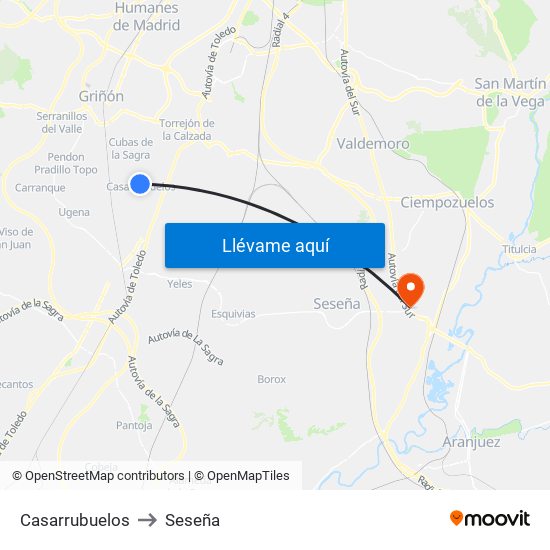 Casarrubuelos to Seseña map