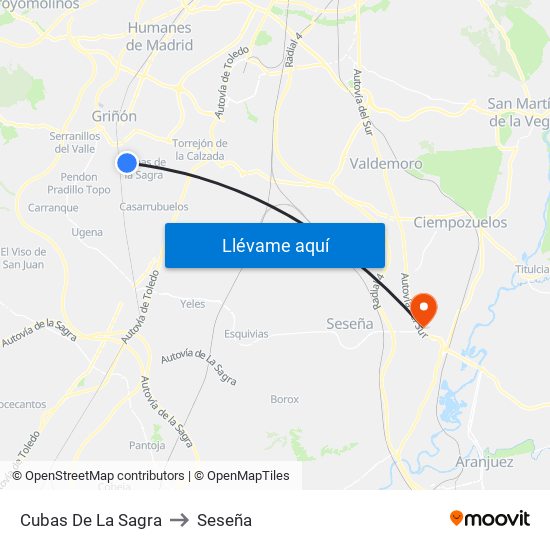 Cubas De La Sagra to Seseña map