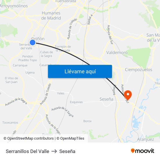 Serranillos Del Valle to Seseña map