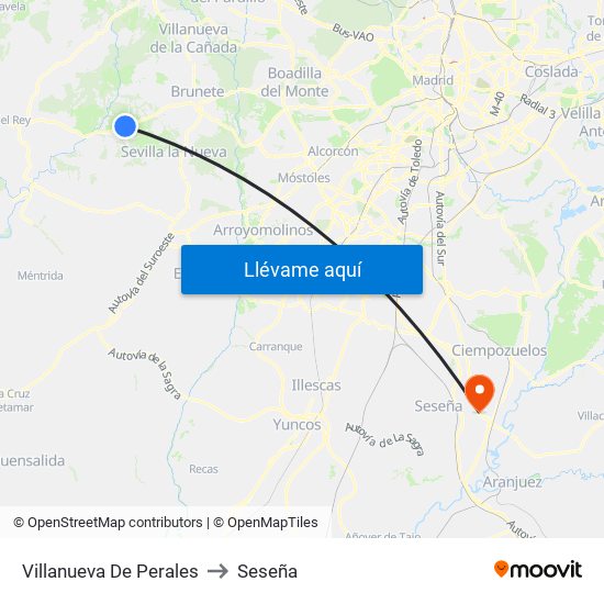 Villanueva De Perales to Seseña map