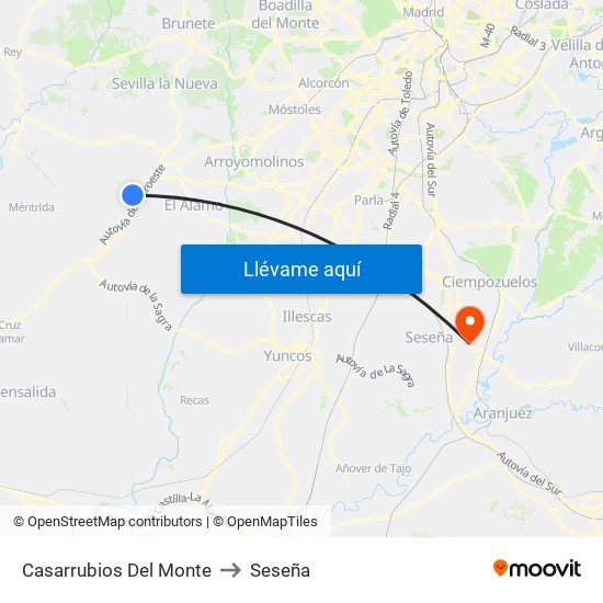 Casarrubios Del Monte to Seseña map