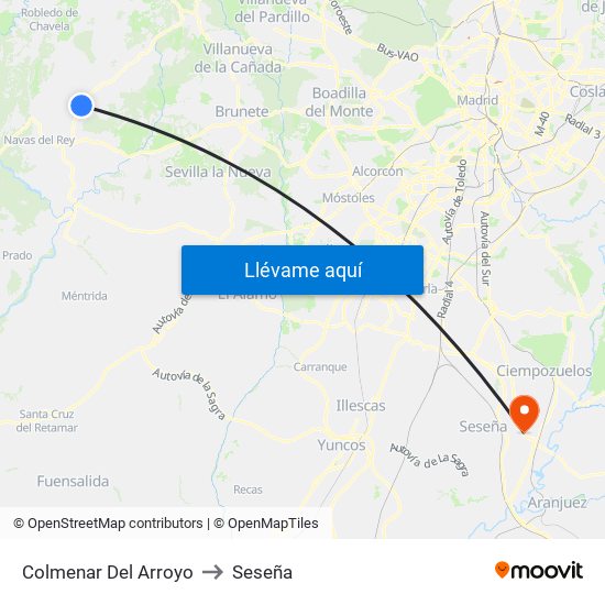 Colmenar Del Arroyo to Seseña map