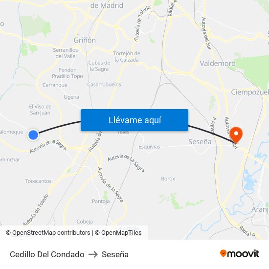 Cedillo Del Condado to Seseña map