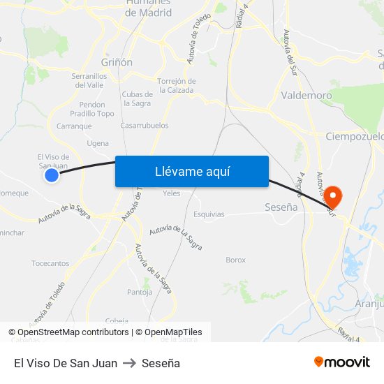El Viso De San Juan to Seseña map