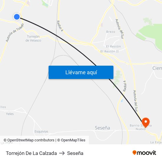 Torrejón De La Calzada to Seseña map