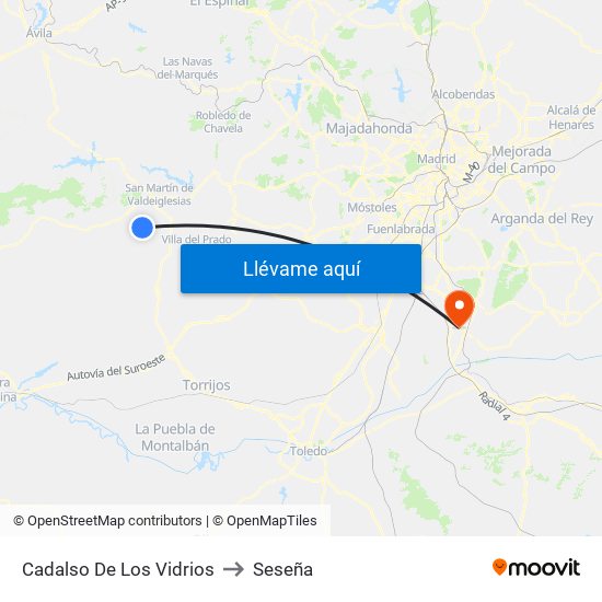 Cadalso De Los Vidrios to Seseña map