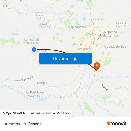 Almorox to Seseña map