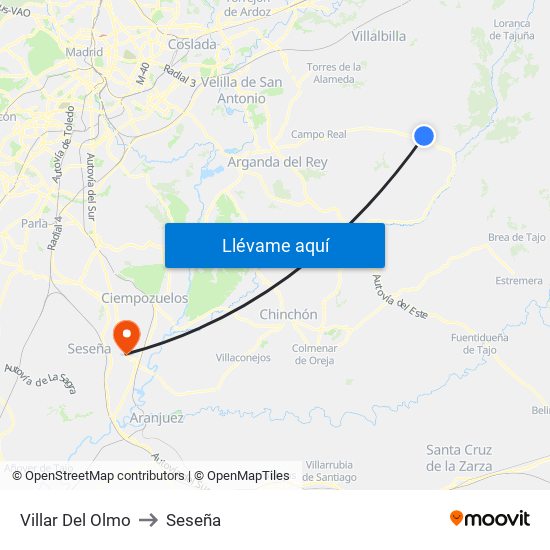 Villar Del Olmo to Seseña map