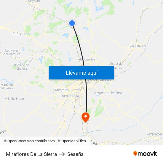 Miraflores De La Sierra to Seseña map