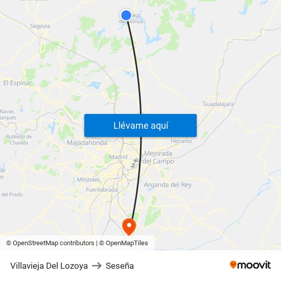 Villavieja Del Lozoya to Seseña map