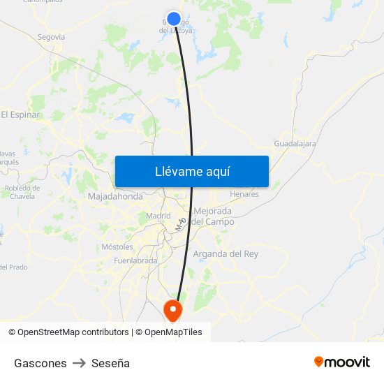 Gascones to Seseña map