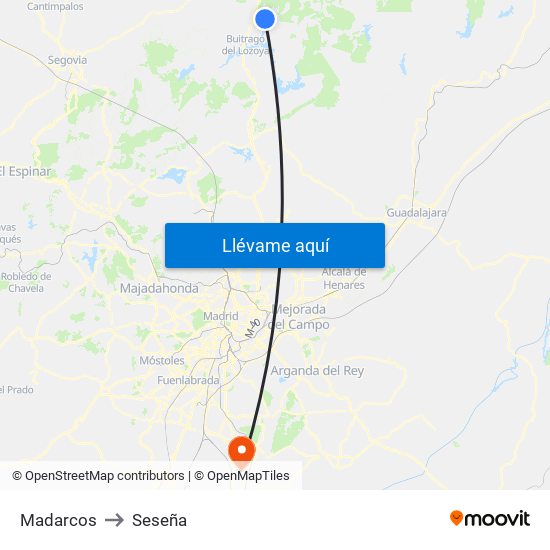 Madarcos to Seseña map