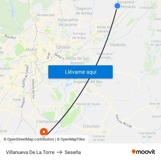 Villanueva De La Torre to Seseña map