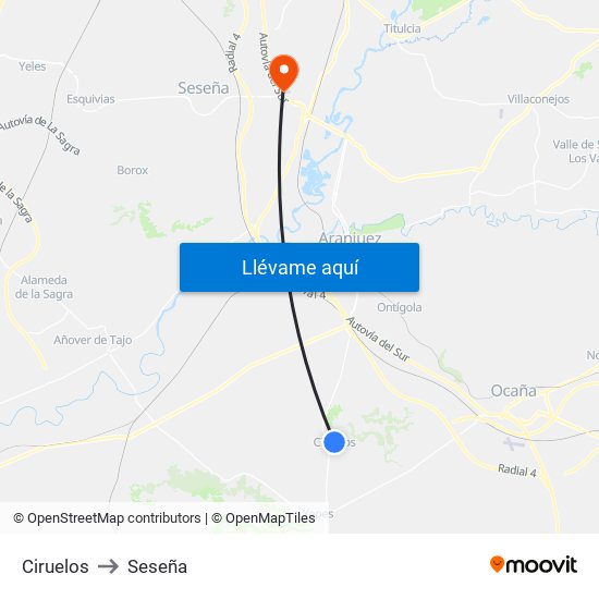 Ciruelos to Seseña map