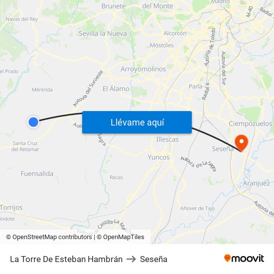 La Torre De Esteban Hambrán to Seseña map