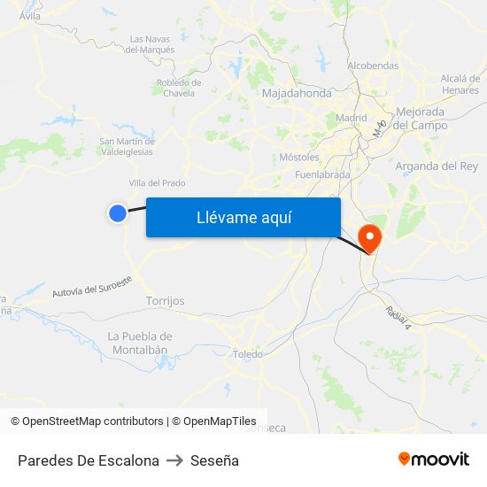 Paredes De Escalona to Seseña map