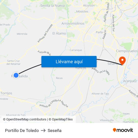 Portillo De Toledo to Seseña map