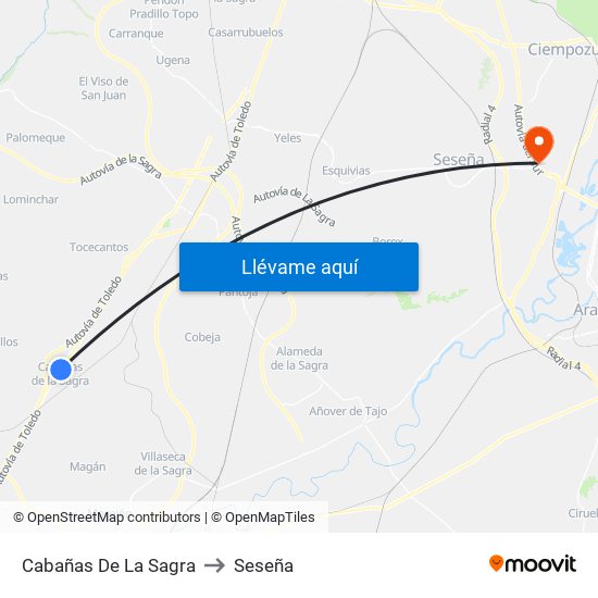 Cabañas De La Sagra to Seseña map