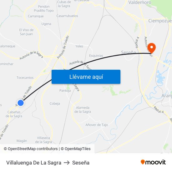 Villaluenga De La Sagra to Seseña map
