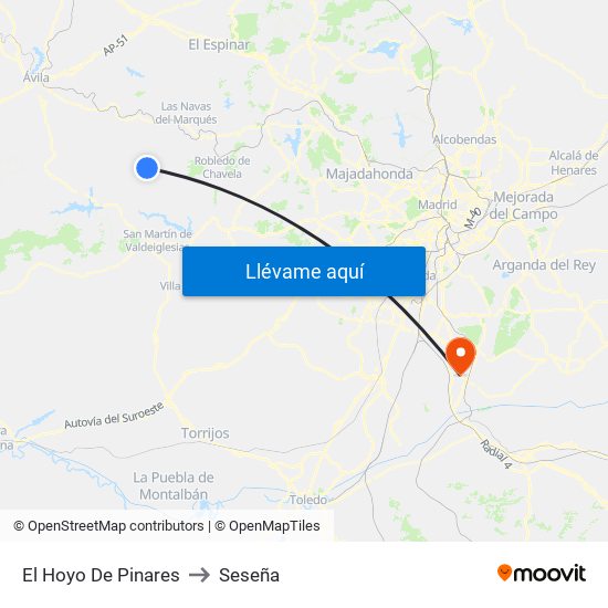 El Hoyo De Pinares to Seseña map