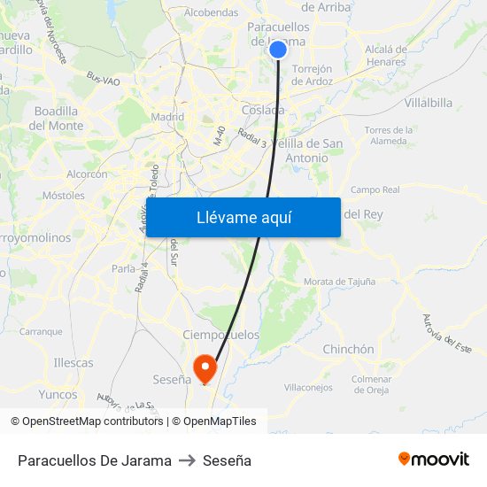 Paracuellos De Jarama to Seseña map