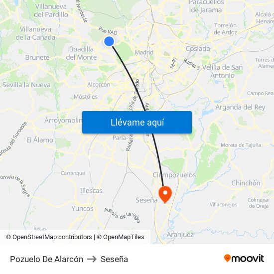 Pozuelo De Alarcón to Seseña map