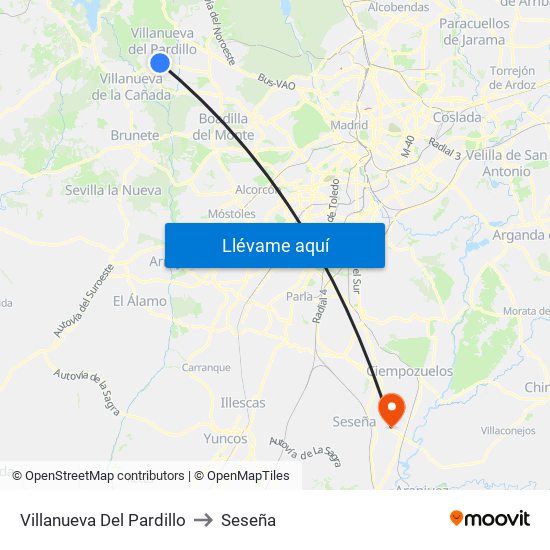 Villanueva Del Pardillo to Seseña map