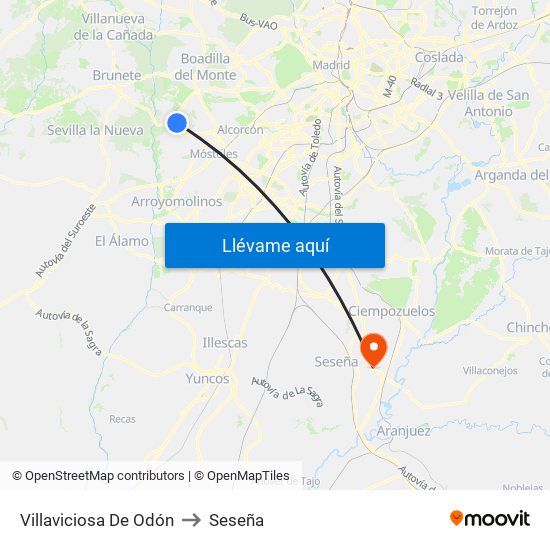 Villaviciosa De Odón to Seseña map