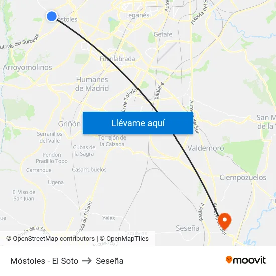Móstoles - El Soto to Seseña map