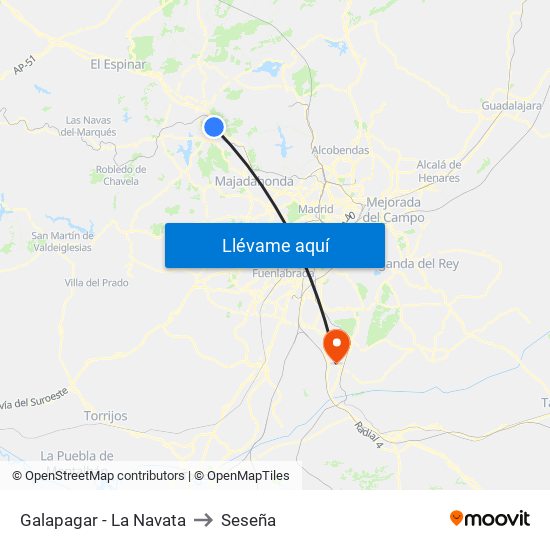 Galapagar - La Navata to Seseña map