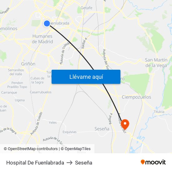 Hospital De Fuenlabrada to Seseña map