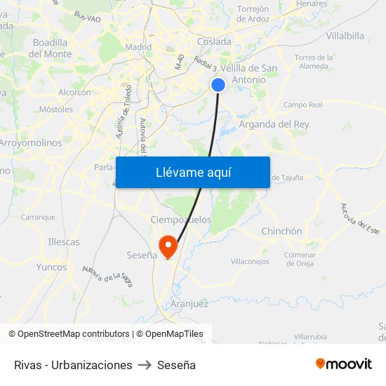 Rivas - Urbanizaciones to Seseña map