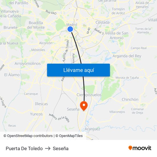 Puerta De Toledo to Seseña map
