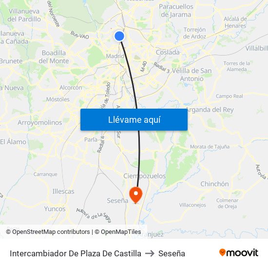 Intercambiador De Plaza De Castilla to Seseña map