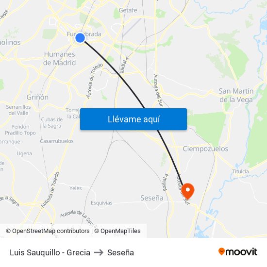Luis Sauquillo - Grecia to Seseña map