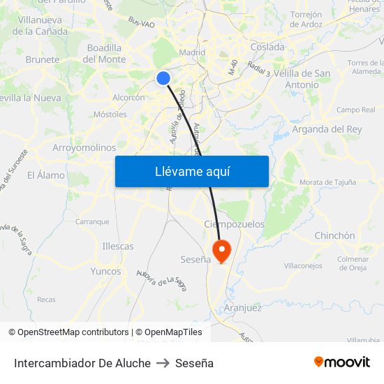 Intercambiador De Aluche to Seseña map