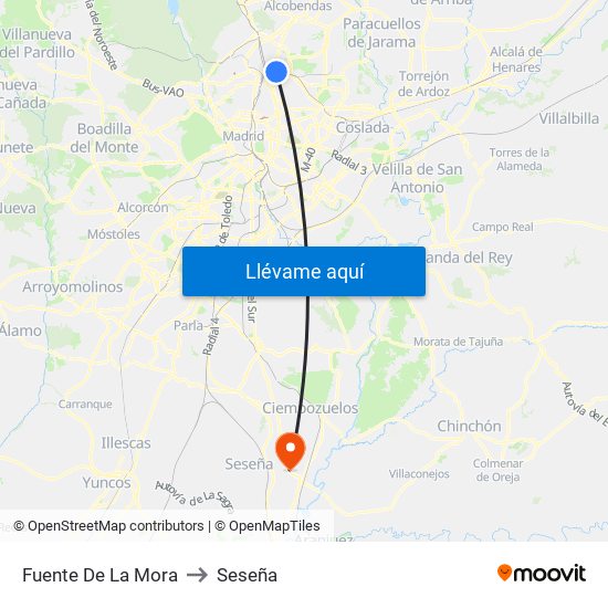 Fuente De La Mora to Seseña map
