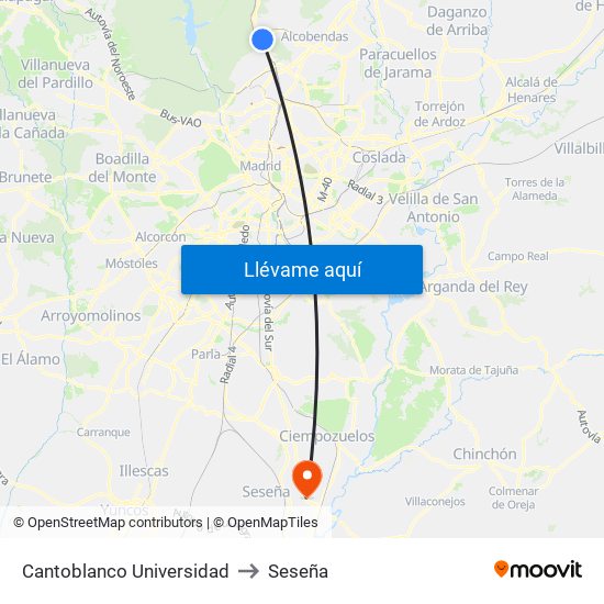 Cantoblanco Universidad to Seseña map