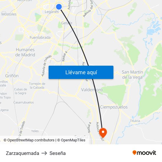 Zarzaquemada to Seseña map
